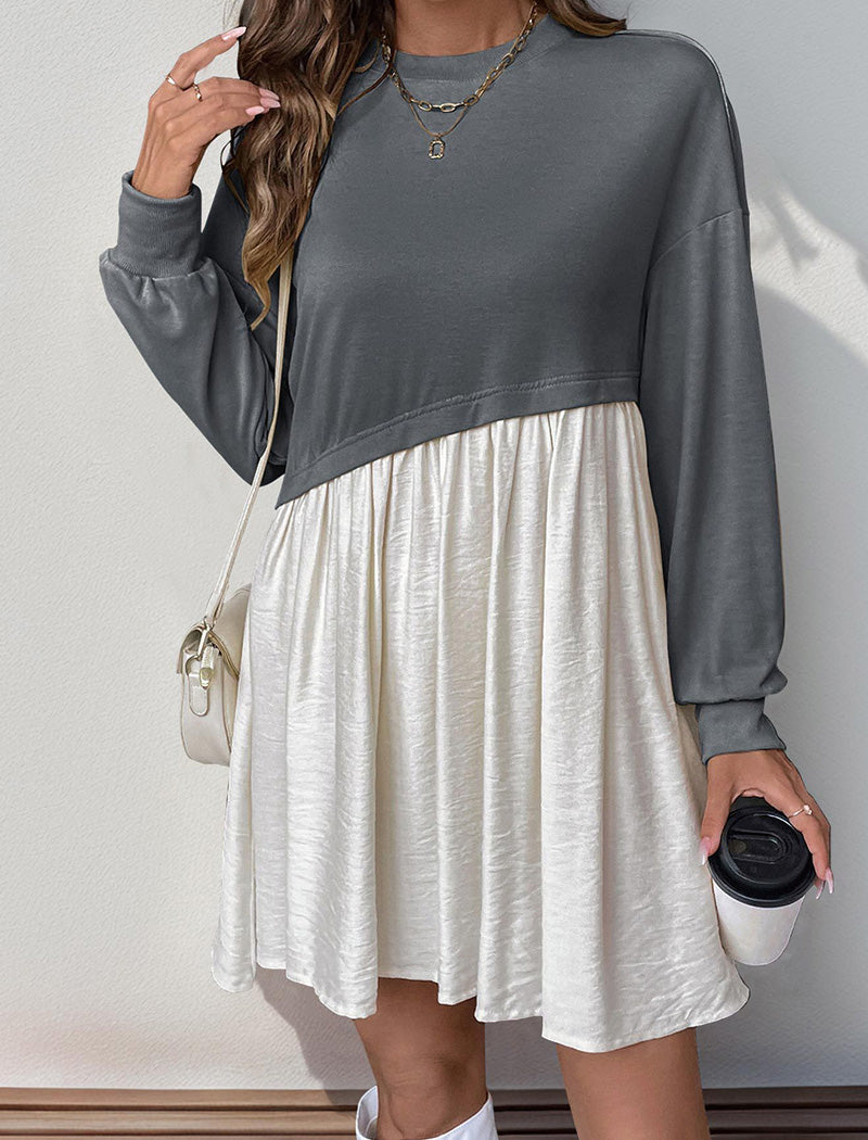 Long Sleeve Patchwork  Dress