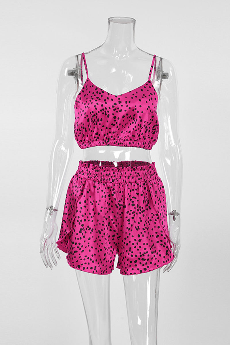 Three-Piece Polka Dots Bralette and Shirt and Shorts Set