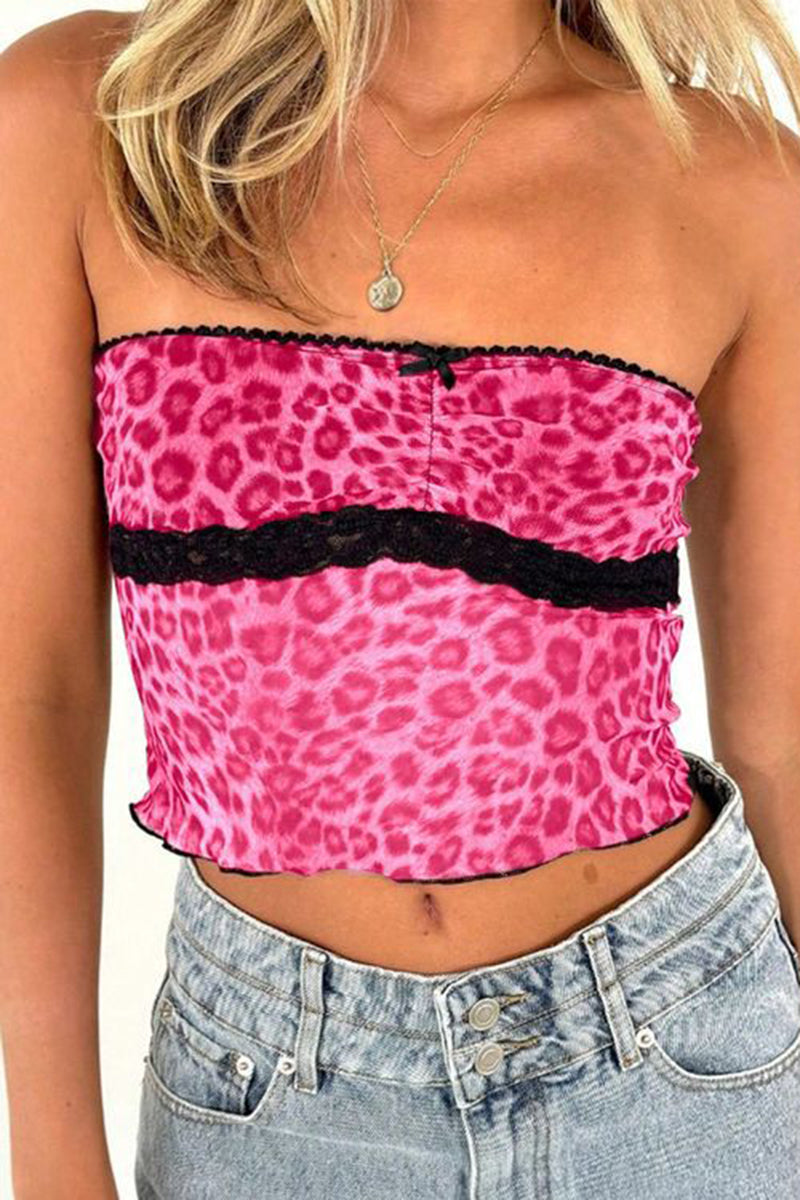 Leopard Print Strapless Tube Top