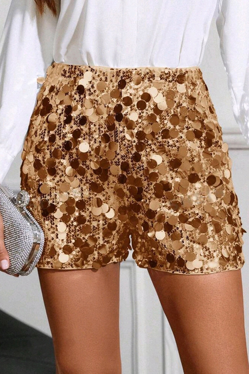 Sequined High-Waist Shorts