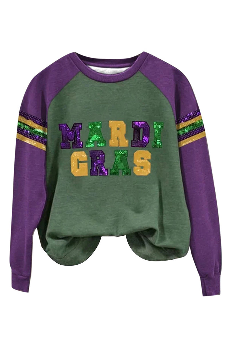 Mardi Gras V-Neck Printed Top