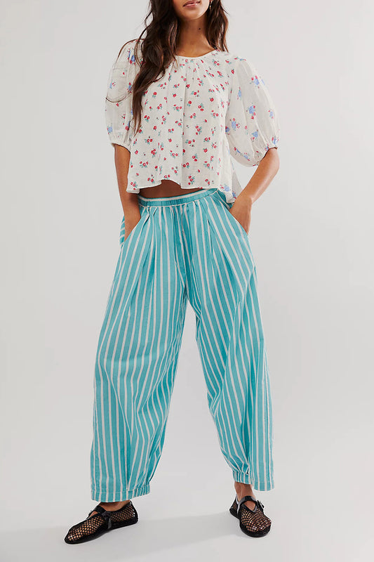 Casual Striped Drawstring Pants