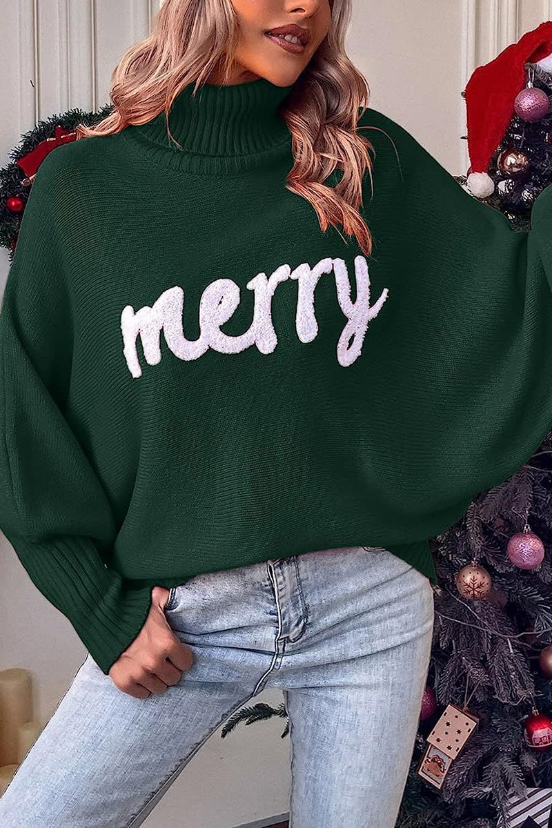 Turtleneck Sweater with Text Detail