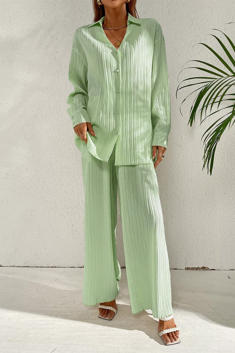 Pleated Shirt and Pants Set