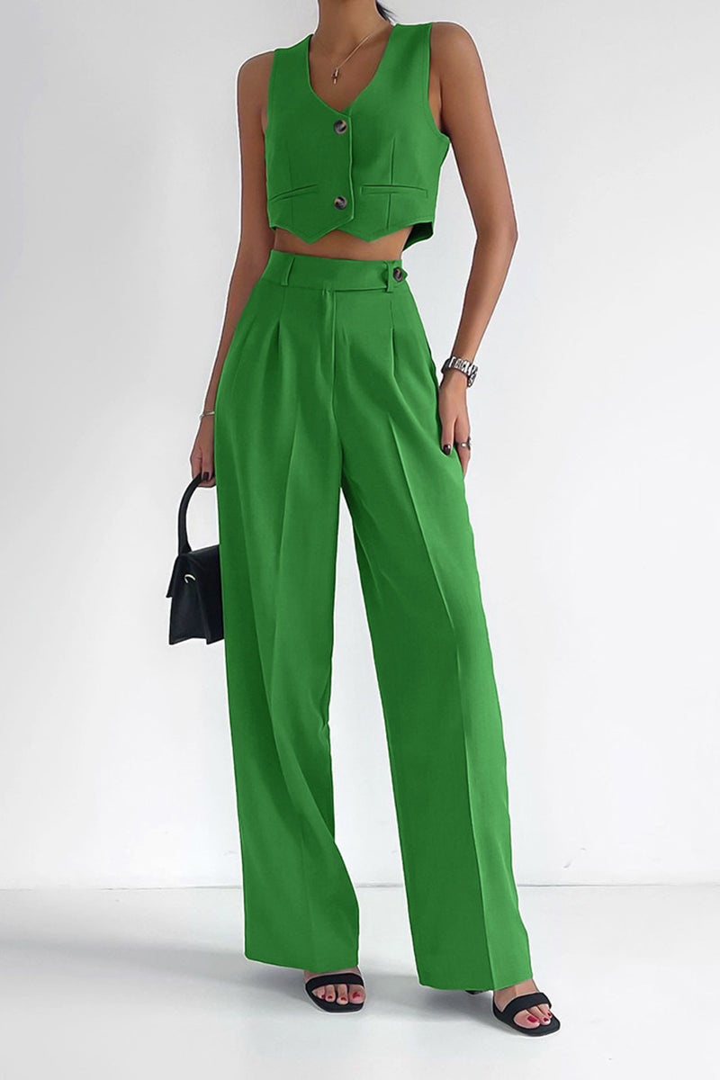 Cropped Vest and Wide-Leg Pant Set