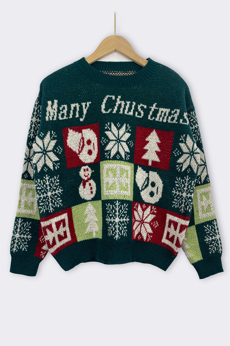 Christmas Patchwork Knit Sweater