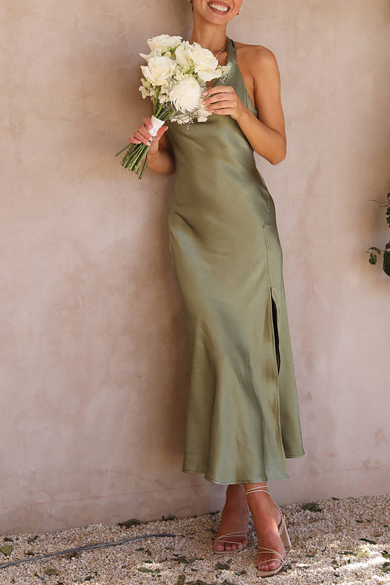 Sleeveless Backless High Slit Maxi Dress