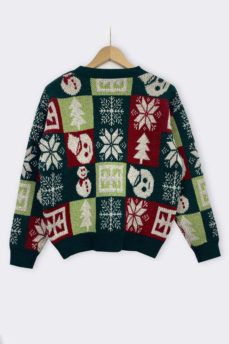 Christmas Patchwork Knit Sweater