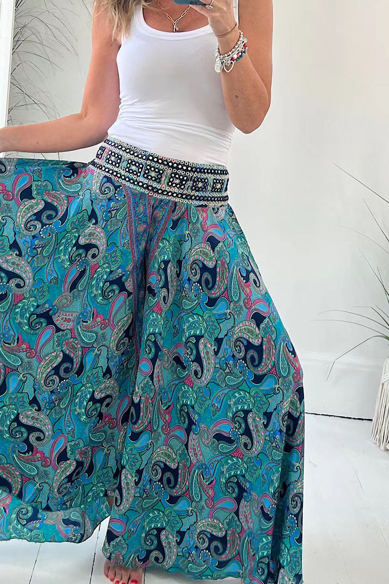 Boho Paisley Wide-Leg Pants