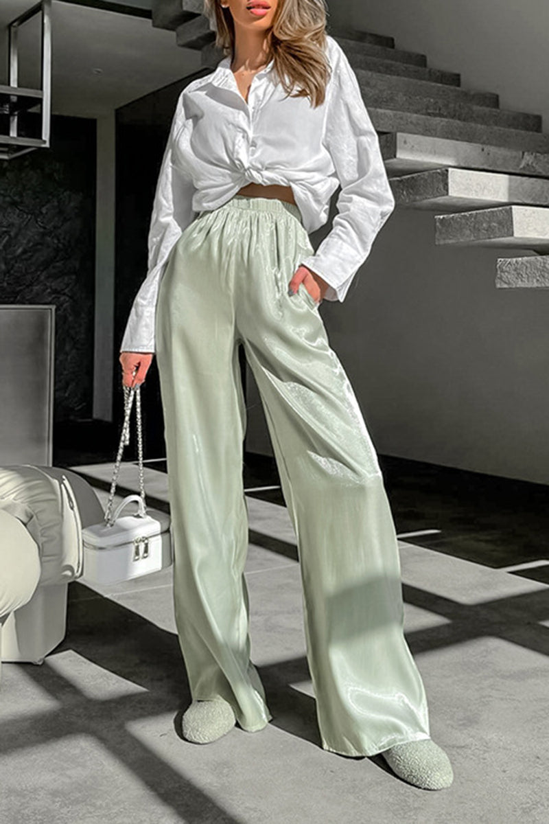 Satin Wide-Leg Lounge Pants