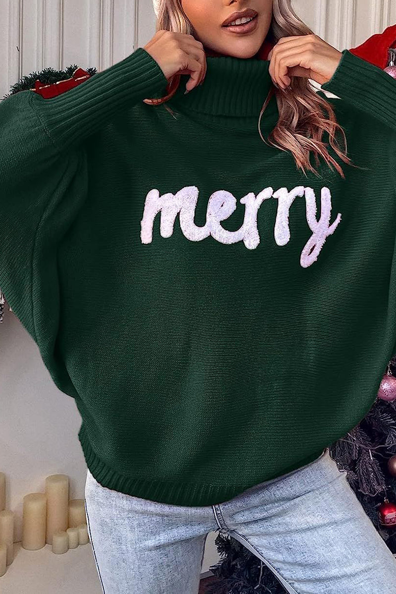 Turtleneck Sweater with Text Detail