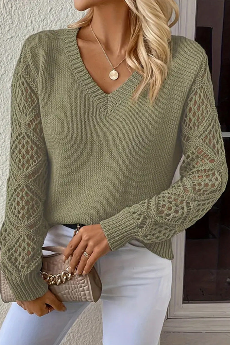 Crochet Sleeve Knit Sweater