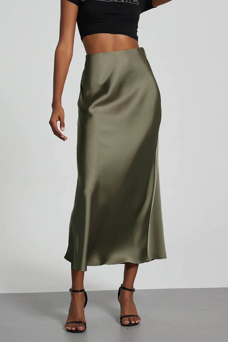 Satin Finish Slimming A-Line Skirt