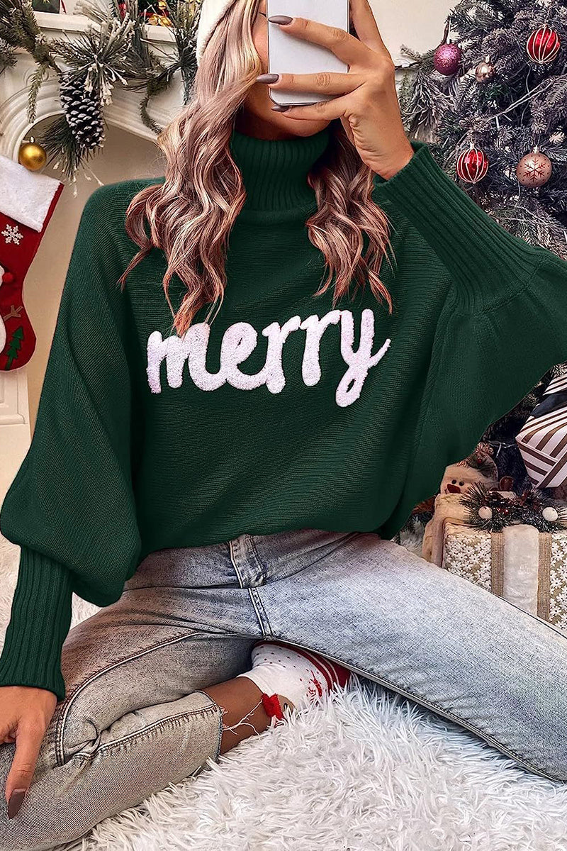 Turtleneck Sweater with Text Detail