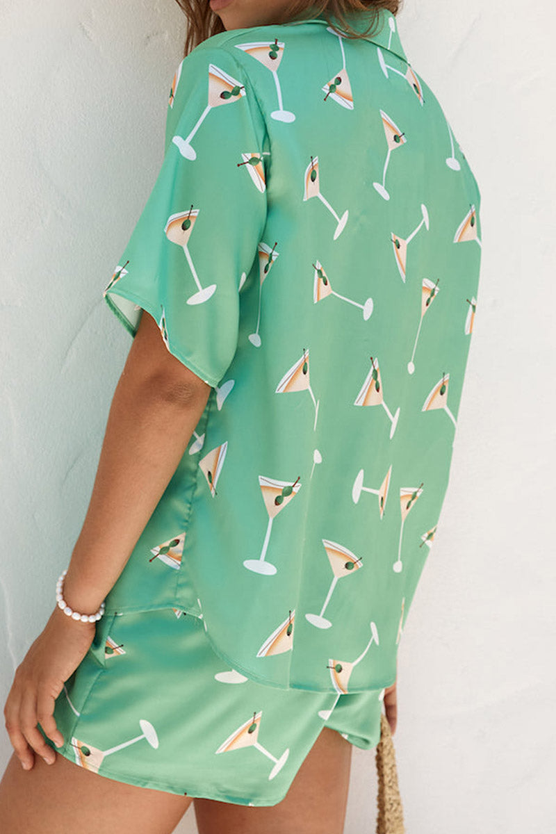 Cocktail Print Pajama Set