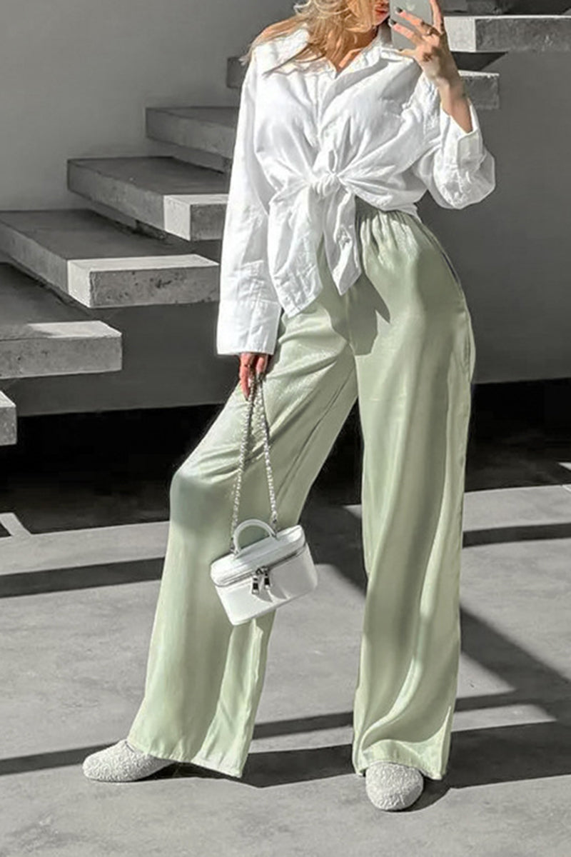 Satin Wide-Leg Lounge Pants