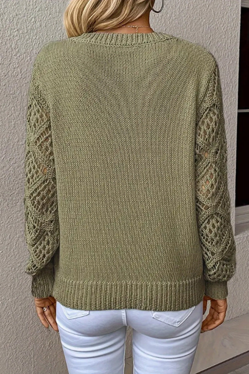 Crochet Sleeve Knit Sweater