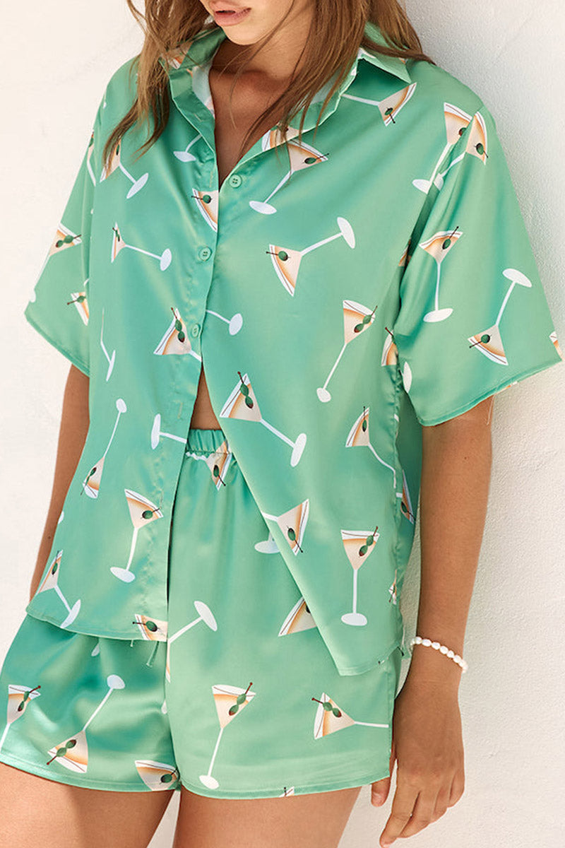 Cocktail Print Pajama Set