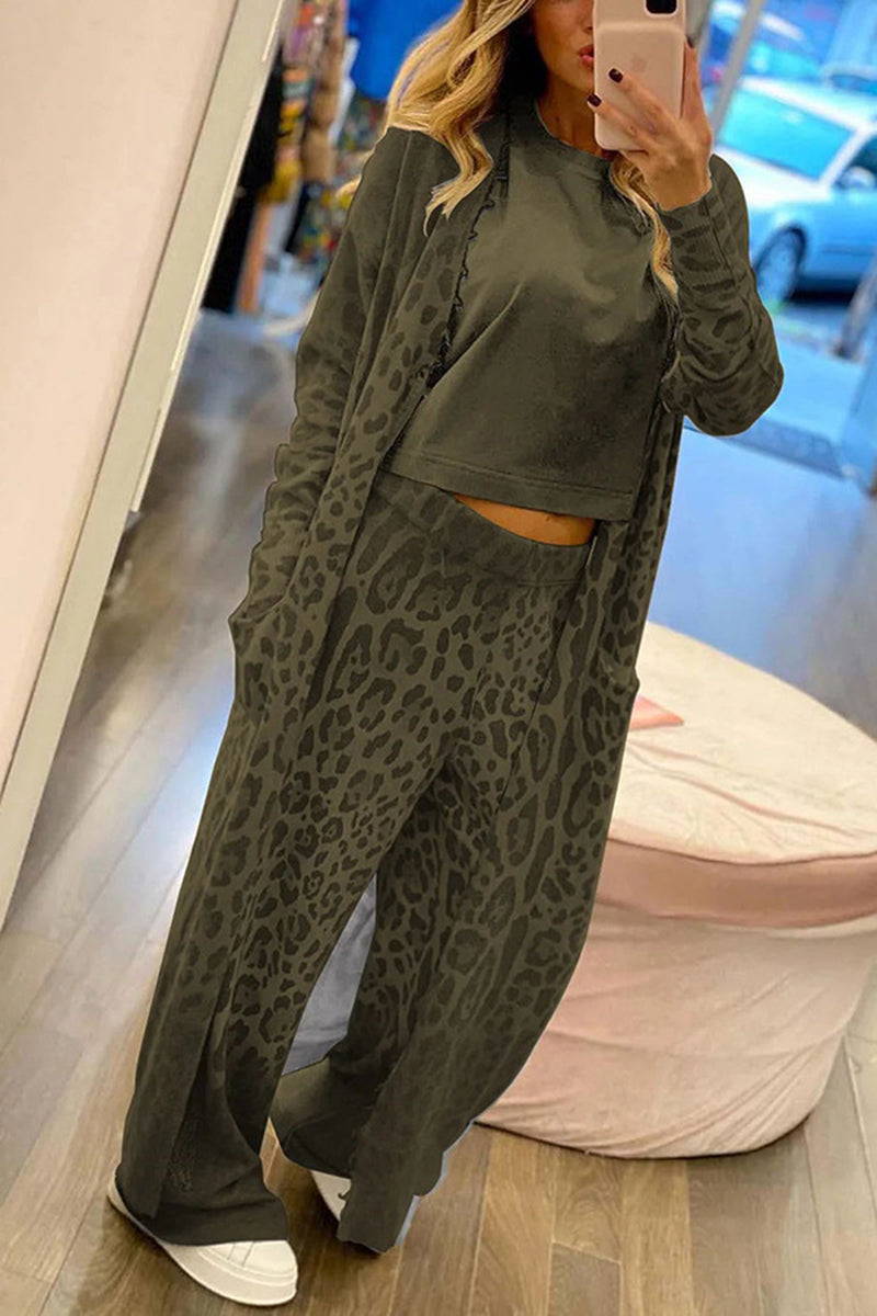 Leopard Lounge Set with Long Cardigan