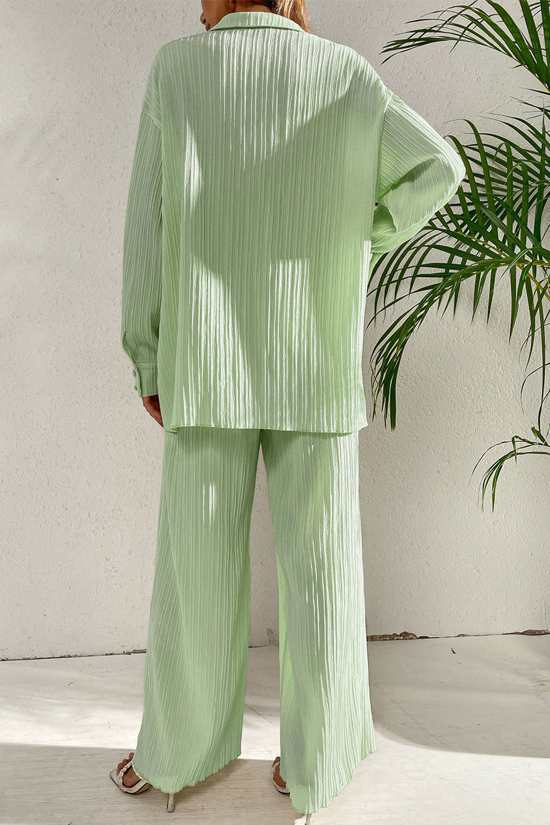 Pleated Shirt and Pants Set