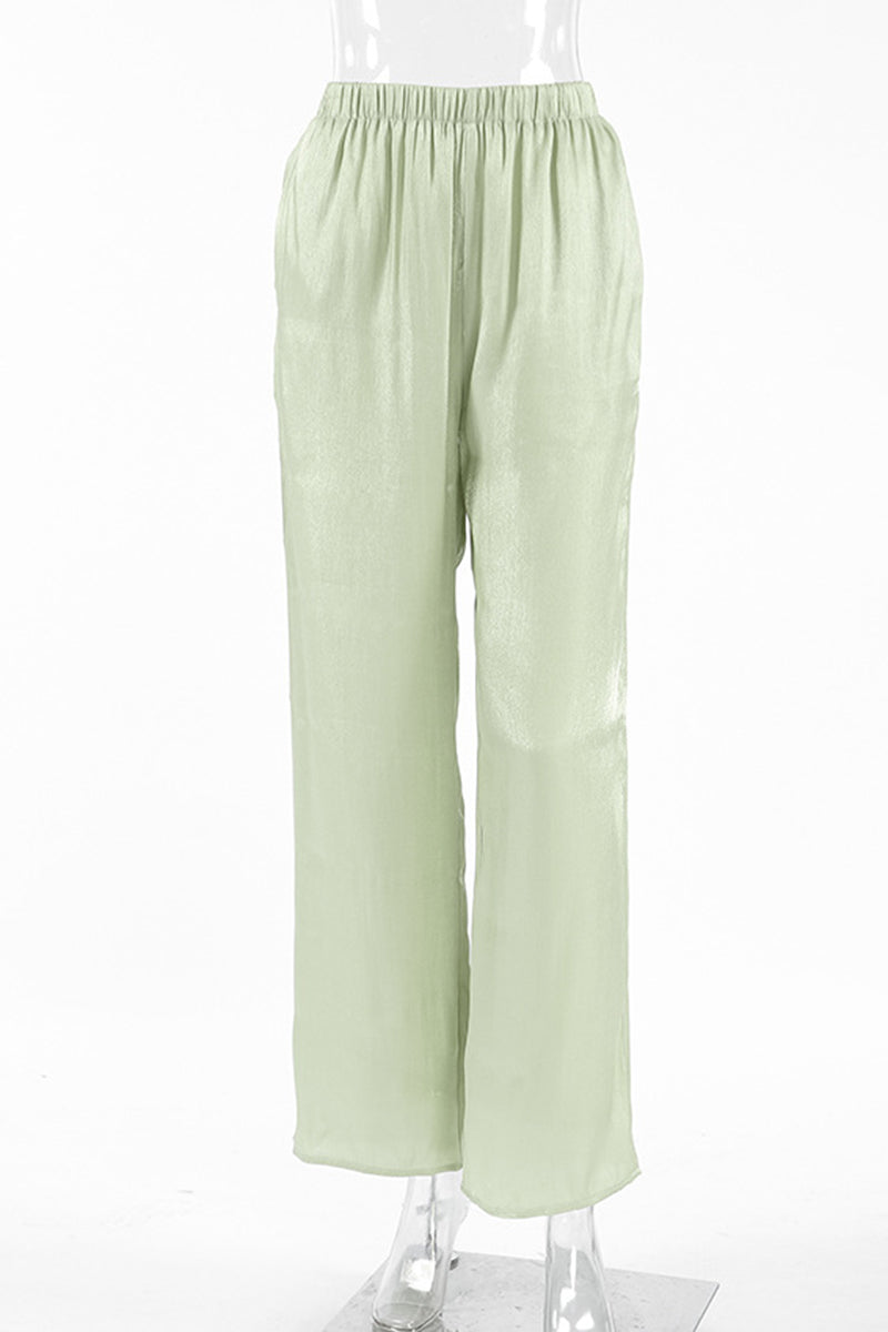 Satin Wide-Leg Lounge Pants