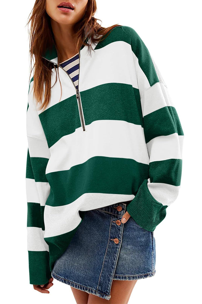 Striped Quarter-Zip Top