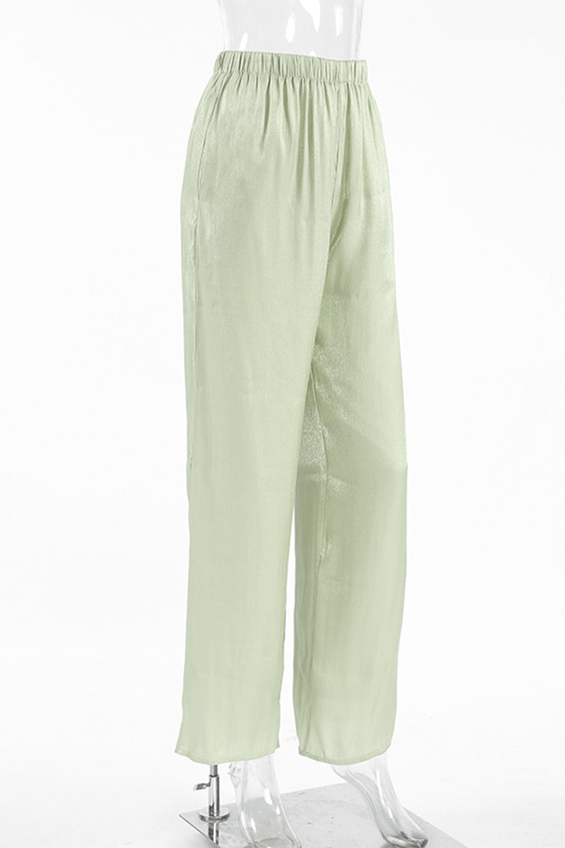 Satin Wide-Leg Lounge Pants