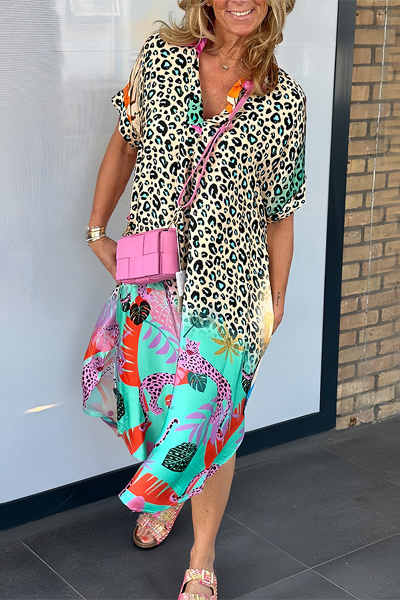 Vibrant and Leopard Print Dress