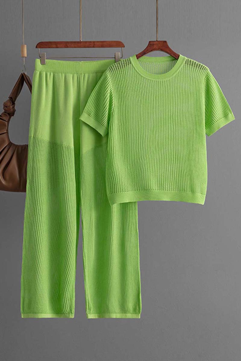 Knit Lounge Set with Short Sleeves