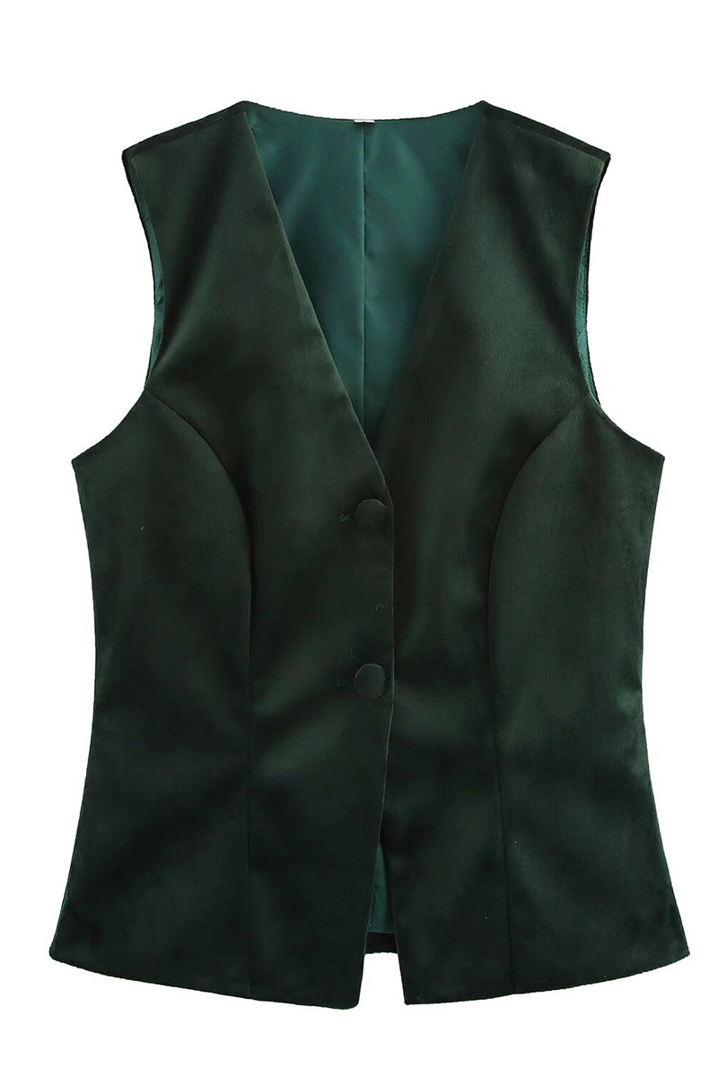 Velvet Sleeveless Blazer Vest