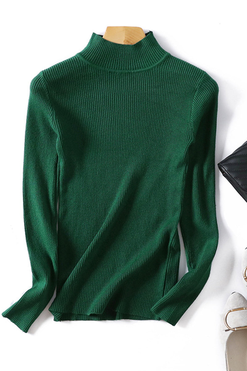 Slim Fit Mock Neck Ribbed Sweater