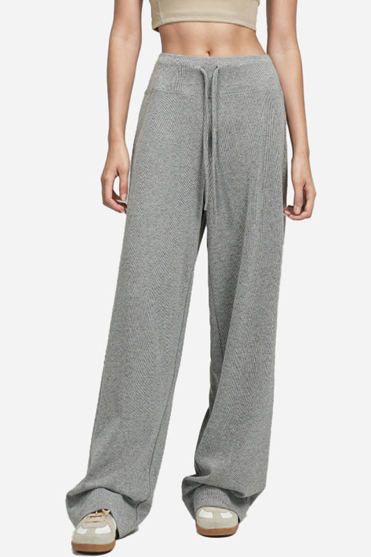 Wide-Leg Knit Drawstring Lounge Pants