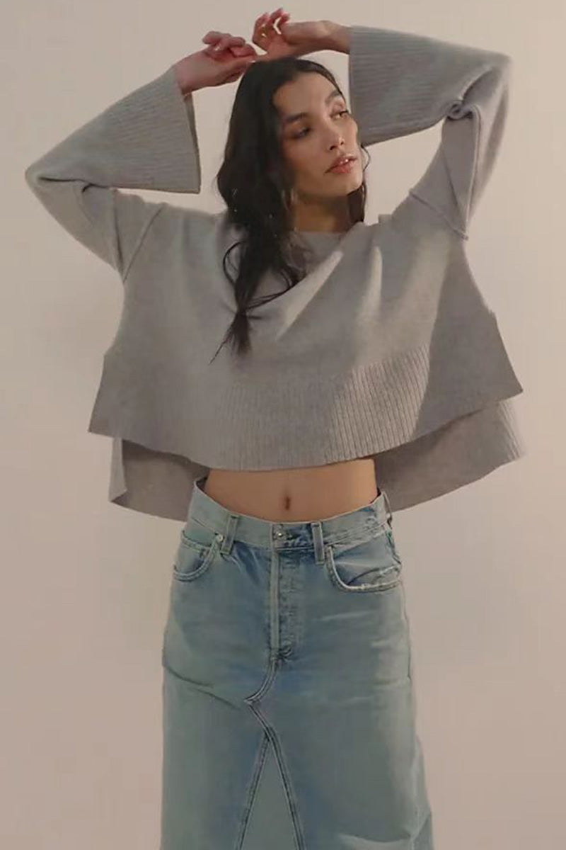 Loose-Fit Cropped Knit Sweater