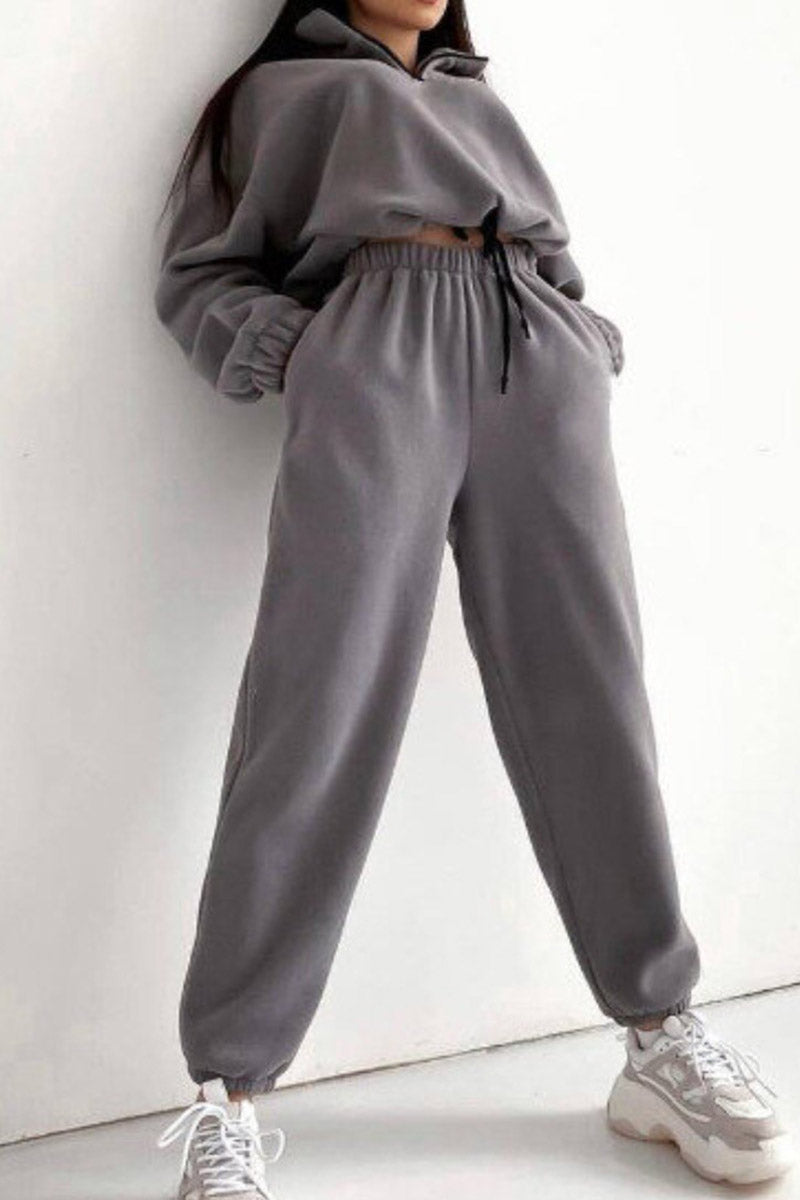 Cropped Hoodie and Jogger Pants Set