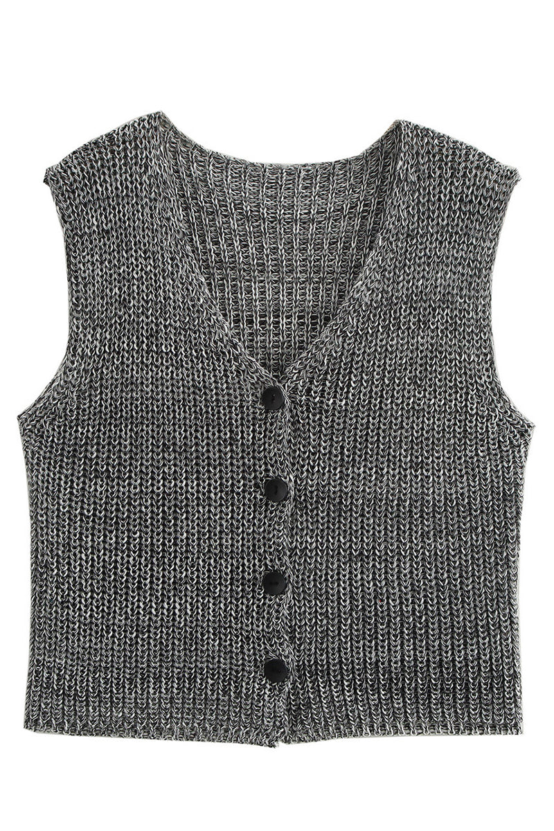 Textured Knit Buttoned Vest