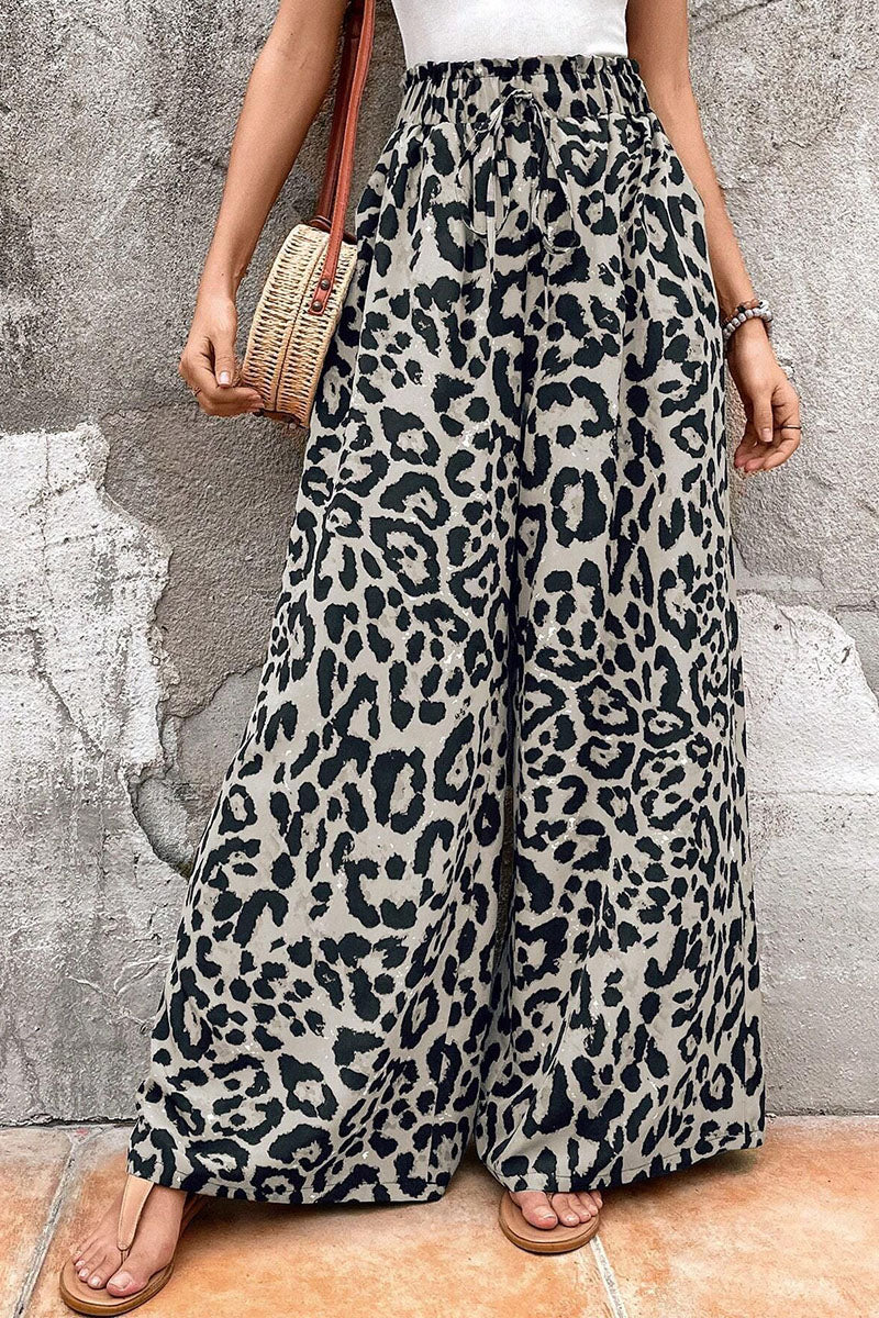 Leopard Print Wide-Leg Pants