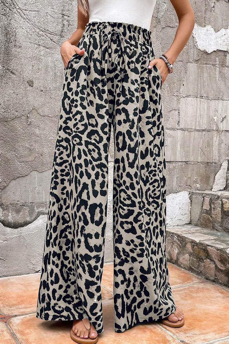 Leopard Print Wide-Leg Pants