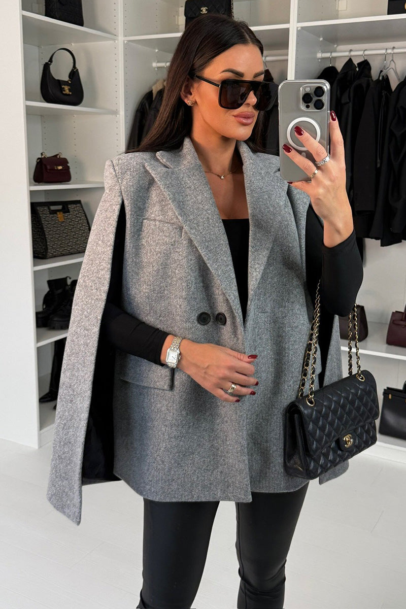 Bold Shoulder Cape Blazer