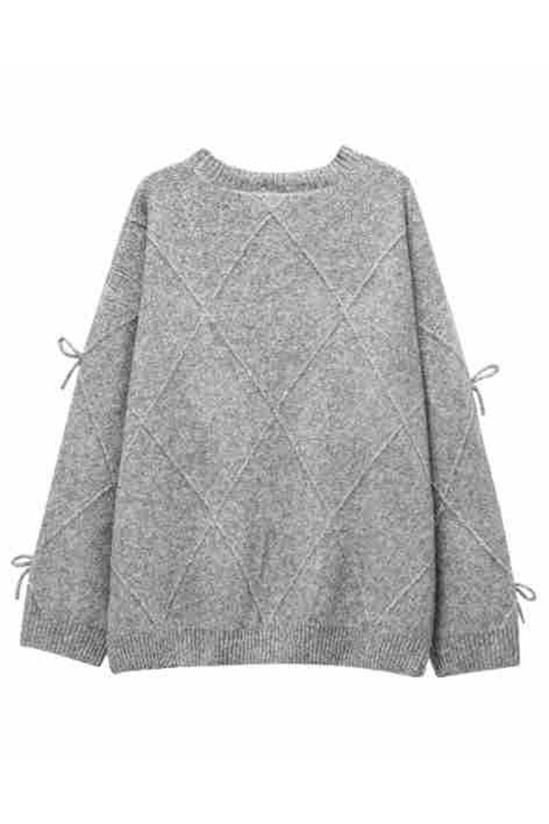 Bow-Accent Textured Knit Sweater