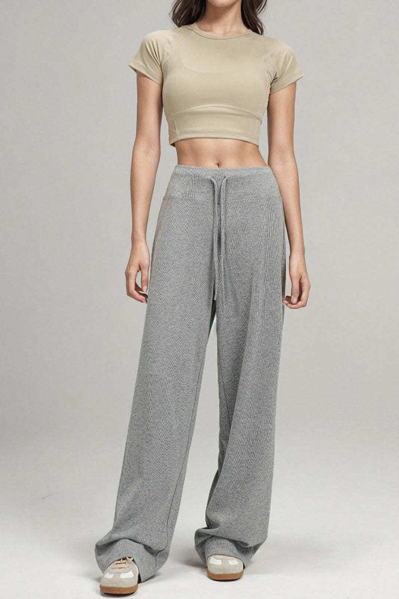 Wide-Leg Knit Drawstring Lounge Pants