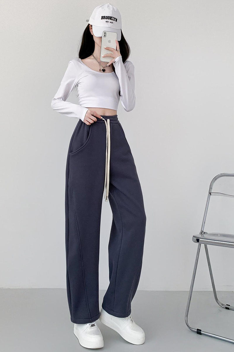 Relaxed Fit Wide-Leg Drawstring Pants