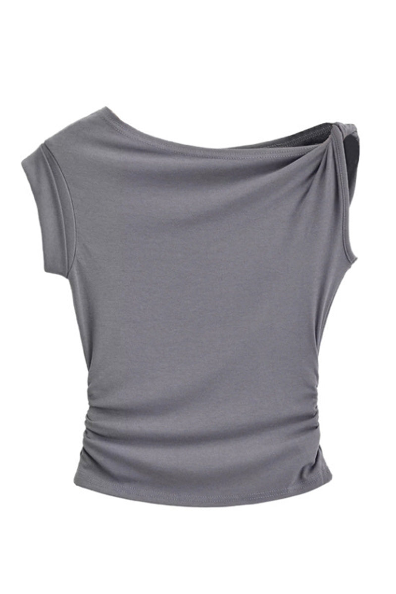 Asymmetrical Off-Shoulder Fitted Top