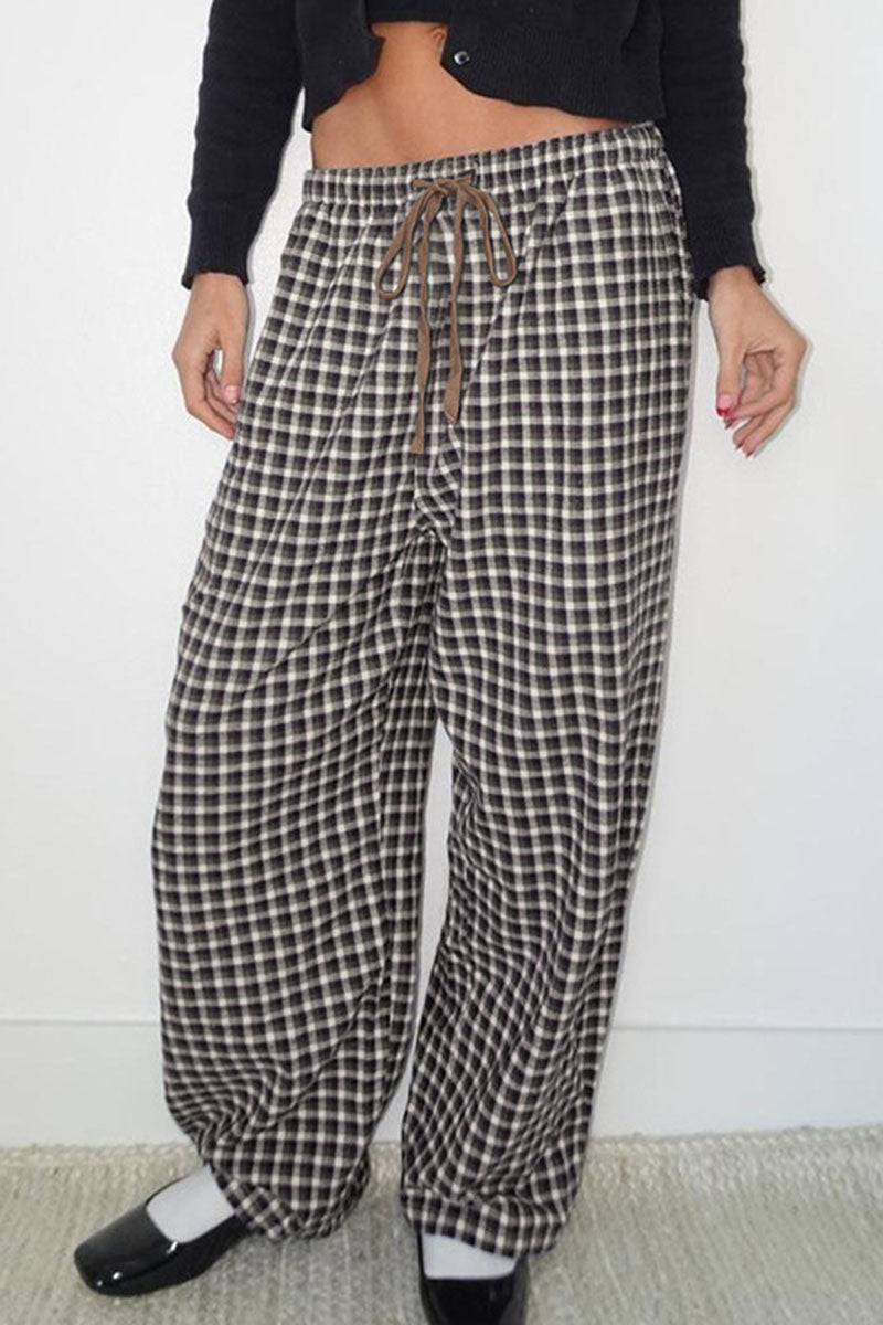 Checkered Drawstring Pajama Pants