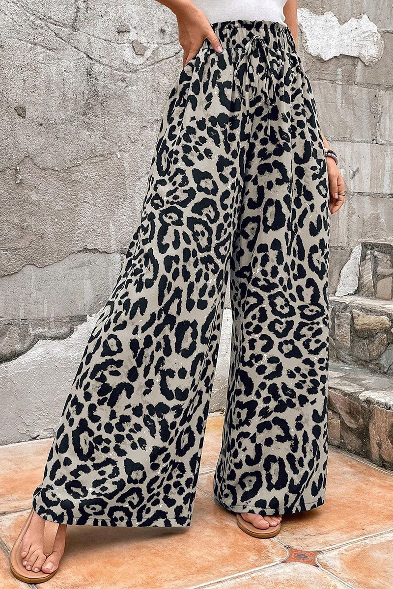 Leopard Print Wide-Leg Pants