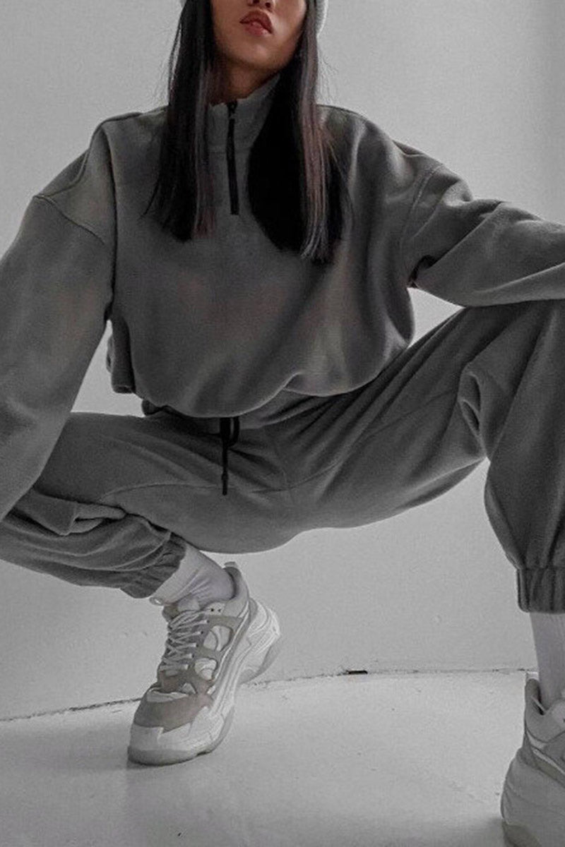 Cropped Hoodie and Jogger Pants Set