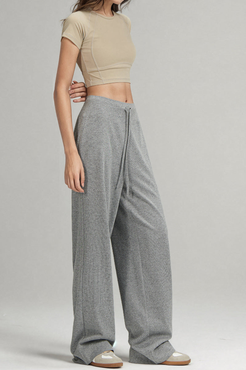 Wide-Leg Knit Drawstring Lounge Pants