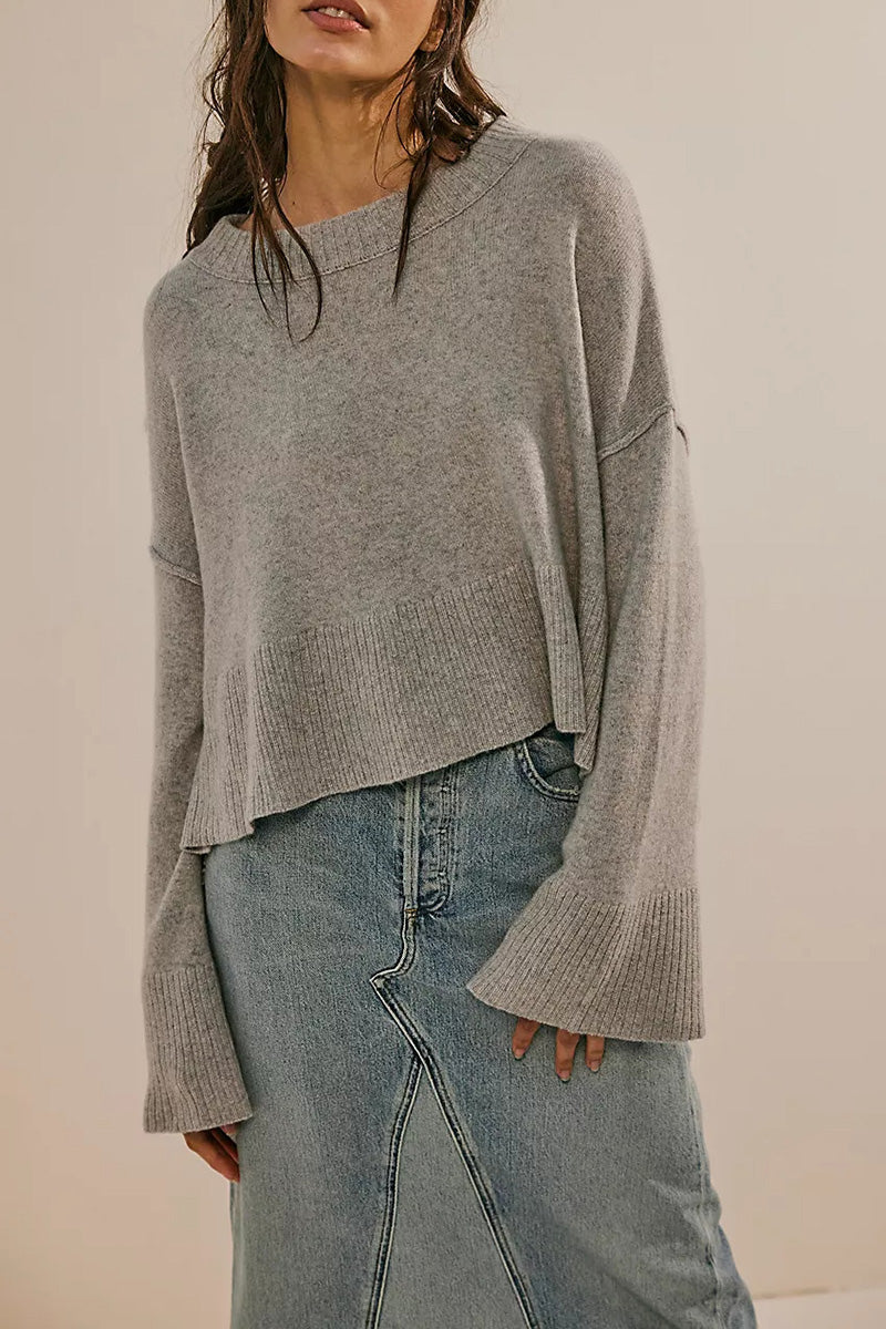 Loose-Fit Cropped Knit Sweater