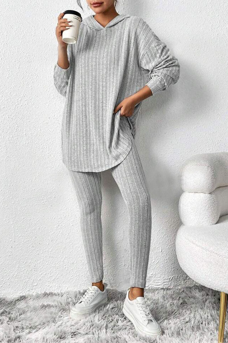 Oversized Ribbed Hoodie Set