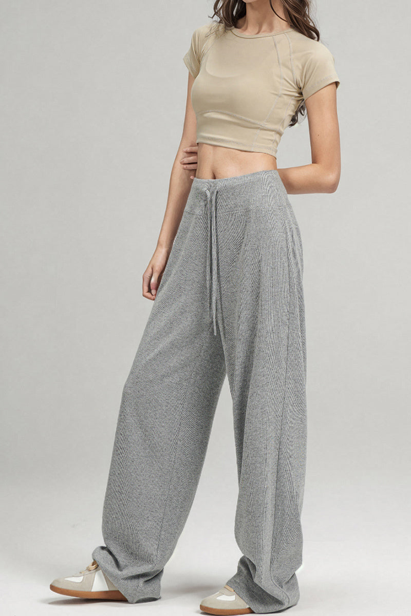 Wide-Leg Knit Drawstring Lounge Pants