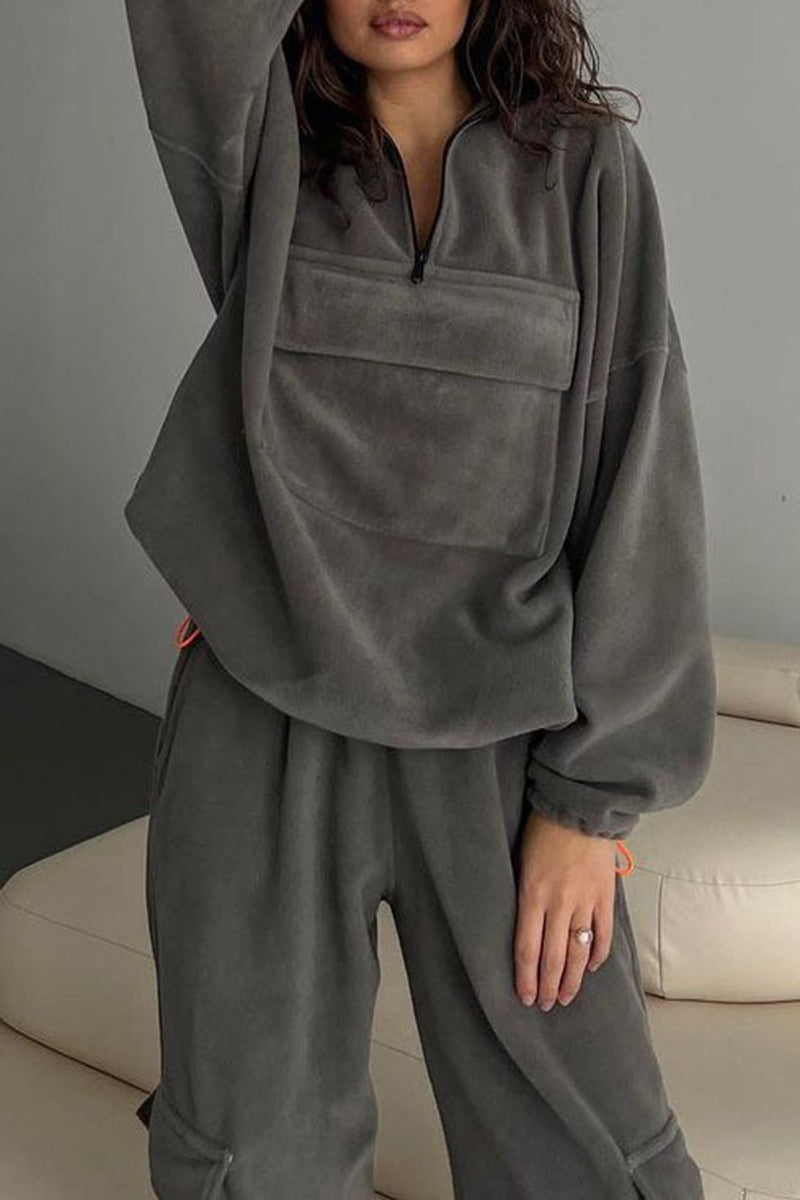 Two-Piece Lounge Set with Half-Zip Top